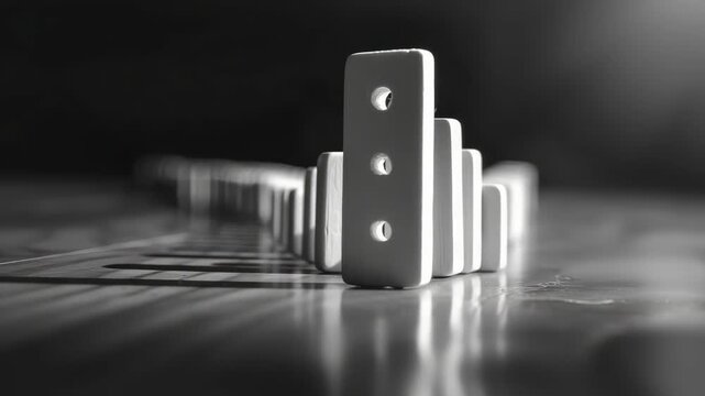 Black and white dominoes starting to fall