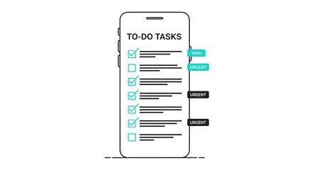 Digital To-Do List on Smartphone Prioritize Tasks with Checkboxes