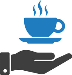 Hand Offering Hot Coffee Cup Vector Icon Illustration Service and Hospitality Symbol Graphic