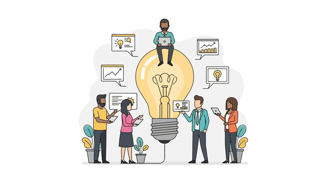 Collaborative group of diverse professionals developing a new concept, sharing ideas and strategies for business growth