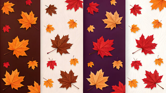 Colorful autumn leaves pattern with seasonal fall foliage on vibrant backgrounds
- Powered by Adobe