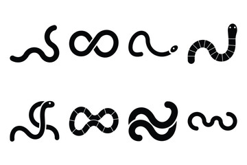 wiggly worm silhouette icon set on the white background