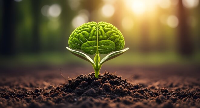 Brain sprout concept of growth intelligence and potential in nature