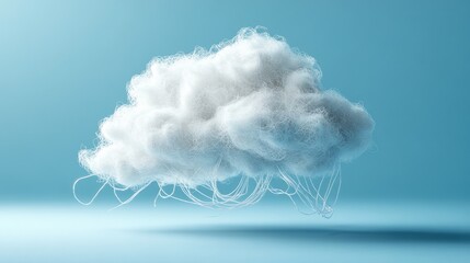 Naklejka premium Realistic fluffy cloud illustration with soft texture and light shadows on blue background for creative projects and digital art usage