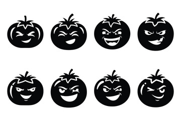 snickering tomato silhouette icon set on the white background