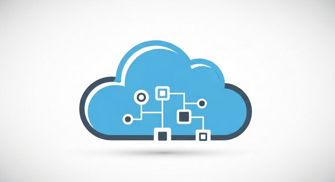 Modern cloud computing network concept for seamless integration and data flow, ideal for tech presentations and innovative business solutions, scalable vector