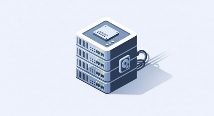 Obraz premium Modern server tower illustration showcasing data storage and network infrastructure, essential for cloud computing solutions and IT architecture diagrams