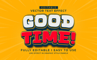 3d editable good time text effect typography style template