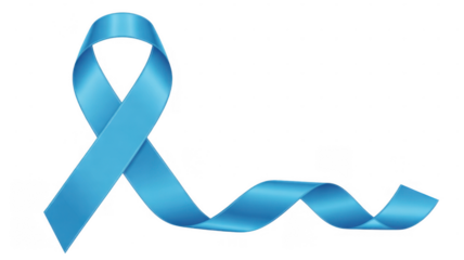 Blue awareness ribbon isolated on a transparent background