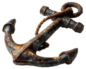 old rusty anchor isolated background