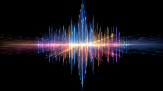 Vibrant abstract sound waveform with colorful lights - Powered by Adobe