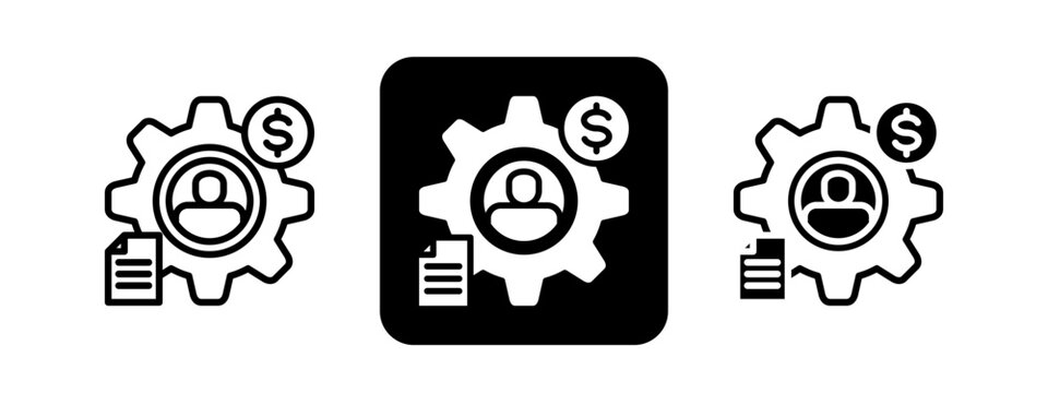 Utilization Solid color and black line drawing vector illustration set