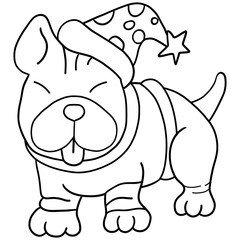 christmas Cute bulldog in holiday outfit with a festive hat and cheerful expression