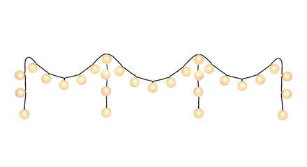 Decorative Warm White Round String Lights Garland for Festive Celebration, Party, and Home Decoration on Transparent Background