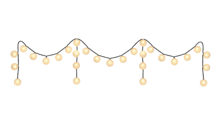 Decorative Warm White Round String Lights Garland for Festive Celebration, Party, and Home Decoration on Transparent Background