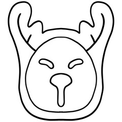 christmas Cute cartoon gingerbread cookie reindeer face with antlers and a playful expression