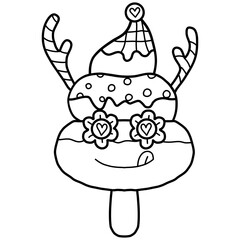 christmas cartoon cartoon ice cream with playful patterns and decorations