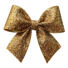 shiny gold glitter bow for decoration transparent background
