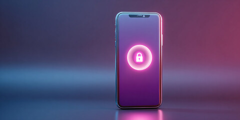Smartphone with lock icon screen, representing security and privacy digital communication. modern device vibrant setting