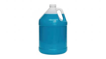 Blue liquid in white handled jug isolated on a transparent background