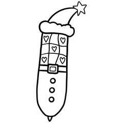 christmas Christmas-themed cartoon pencil with festive colors and decorations.