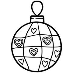 christmas ball cartoon holiday ornament with heart patterns and a festive design.