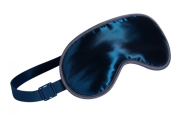 Blue silk sleep mask with strap isolated on a transparent background