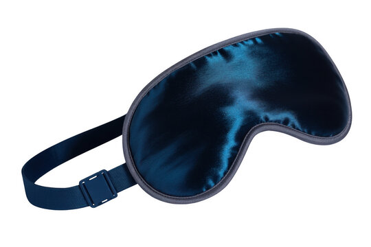 Blue silk sleep mask with strap isolated on a transparent background