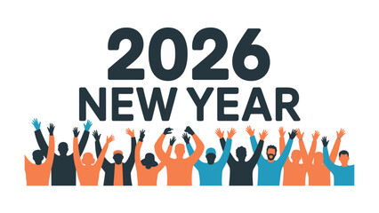 New Year's Eve 2026 Celebration: A vibrant, colorful depiction of the upcoming New Year, capturing a celebratory mood with jubilant people. 