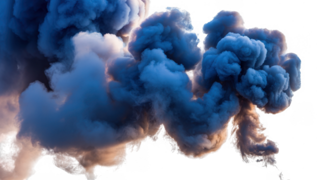 Blue Smoke Plume isolated on a transparent background