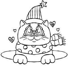christmas Cute cat with festive accessories and cheerful decorations.