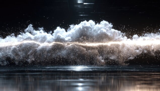 Abstract digital art of clouds of light - Powered by Adobe