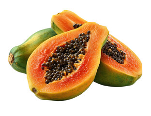 Vibrant tropical fruit slices, showcasing juicy orange flesh and seeds