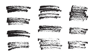 Vector Black Chalk Texture Stain Set