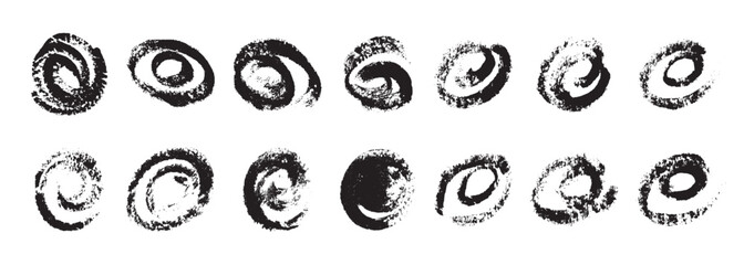 Vector Black Chalk Texture Stain Set