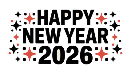 A Festive New Year 2026: An elegant illustration expressing best wishes for a happy new year with a burst of festive stars and a modern and appealing style. 