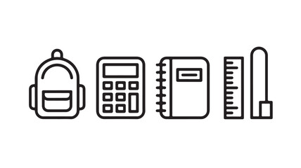 School supplies icon set minimalist line art vector illustration perfect for back to school designs and educational materials