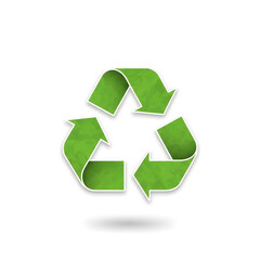 Obraz premium eco friendly recycle logo with green arrows isolated on white background