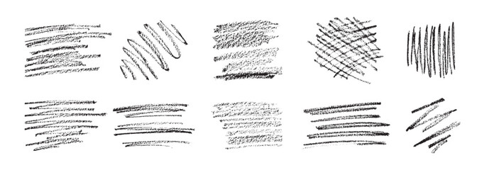 Vector Abstract Black Scribble With Pencil Texture Set