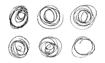 Vector Black Circle Crayon Texture Set