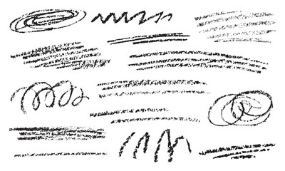 Vector Abstract Black Crayon Scribble Texture Set