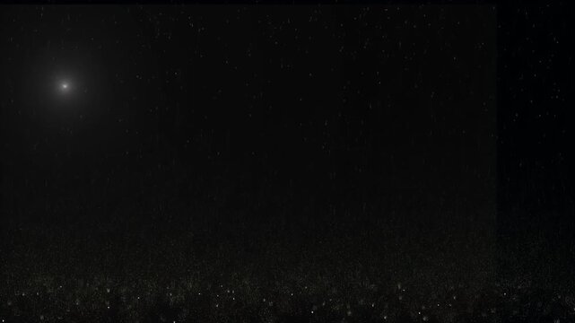 Dark Rainfall Scene with Soft Falling Water Droplets
