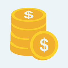 Stack of coins with dollar sign next to a single coin.