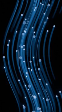 Flowing streams of illuminated blue data particles, dynamic light trails for  high-speed transfer, and futuristic network connectivity. Seamless loop background. Created using non-AI 3d software
