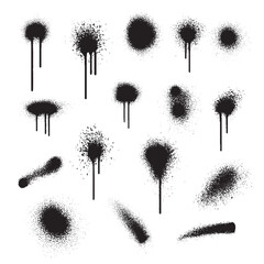 Vector Black Drips Black Ink Splatters And Dots From Spray