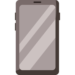 Modern Smartphone Device With Gray Screen Display and Black Frame and Buttons Isolated on Transparent Background Vector Illustration