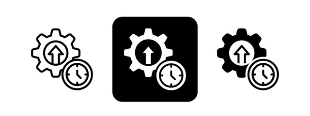 Efficiency Solid color and black line drawing vector illustration set