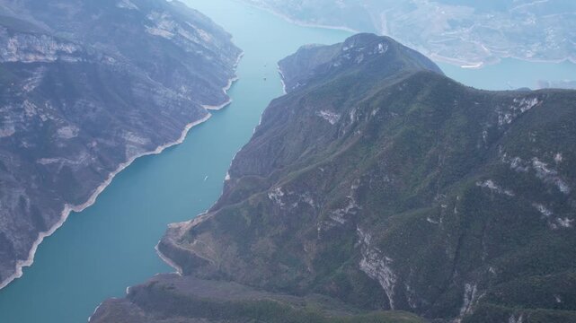 Aerial Three Gorges Yangtze River China - Magnificent Natural Scenery