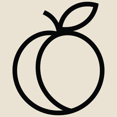 Minimalist peach illustration with leaf and stem on light background perfect for food blogs and healthy eating articles showcasing simple and clean design