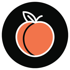 Peach Fruit Icon on Black Background representing freshness natural food healthy eating and summer fruit harvest with minimal design and vibrant colors